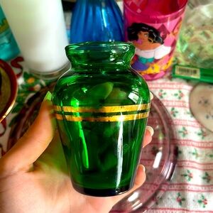 Vintage green glass vase